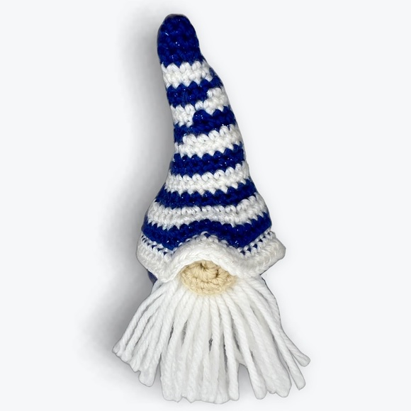 Handmade Crochet Holiday Gnome Hanukkah Theme or Blue Christmas Theme - Picture 4 of 9